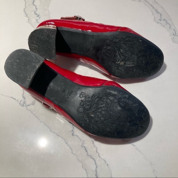 NEMONIC Sz 40 Red Patent Chevron Pattern 2” Heel Made in Spain Mary Jane Shoes - Picture 11 of 13
